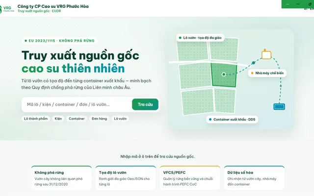Trang truy xuất nguồn gốc EUDR