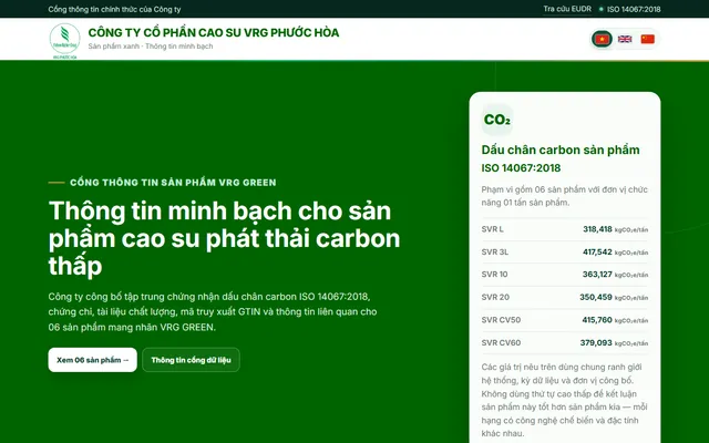 Cổng thông tin sản phẩm VRG GREEN